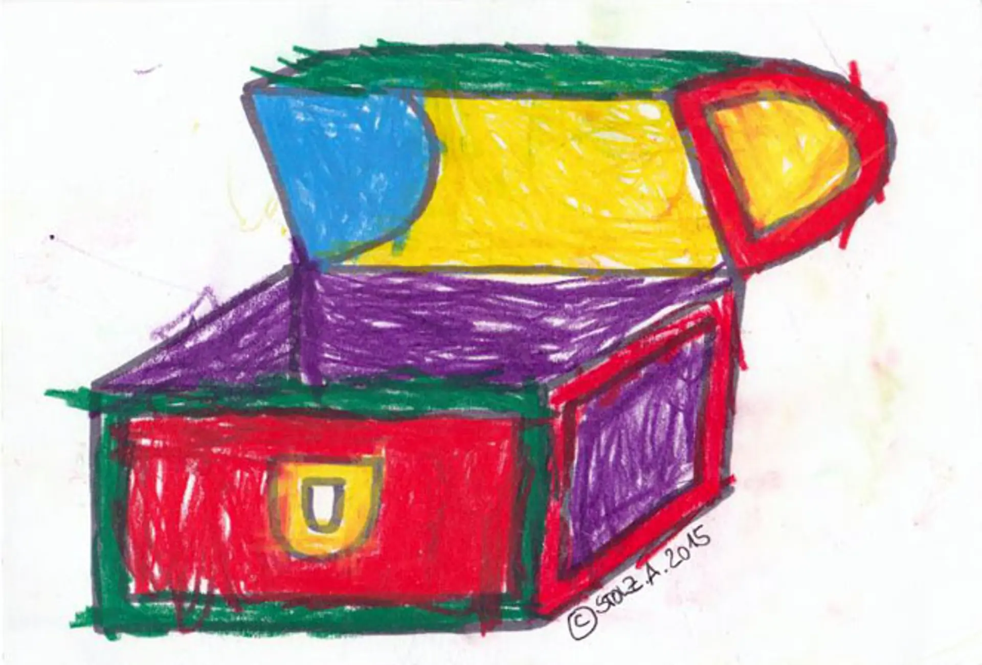 Bild einer gemalten bunten Schatzkiste als Symbolbild für den Kindergarten