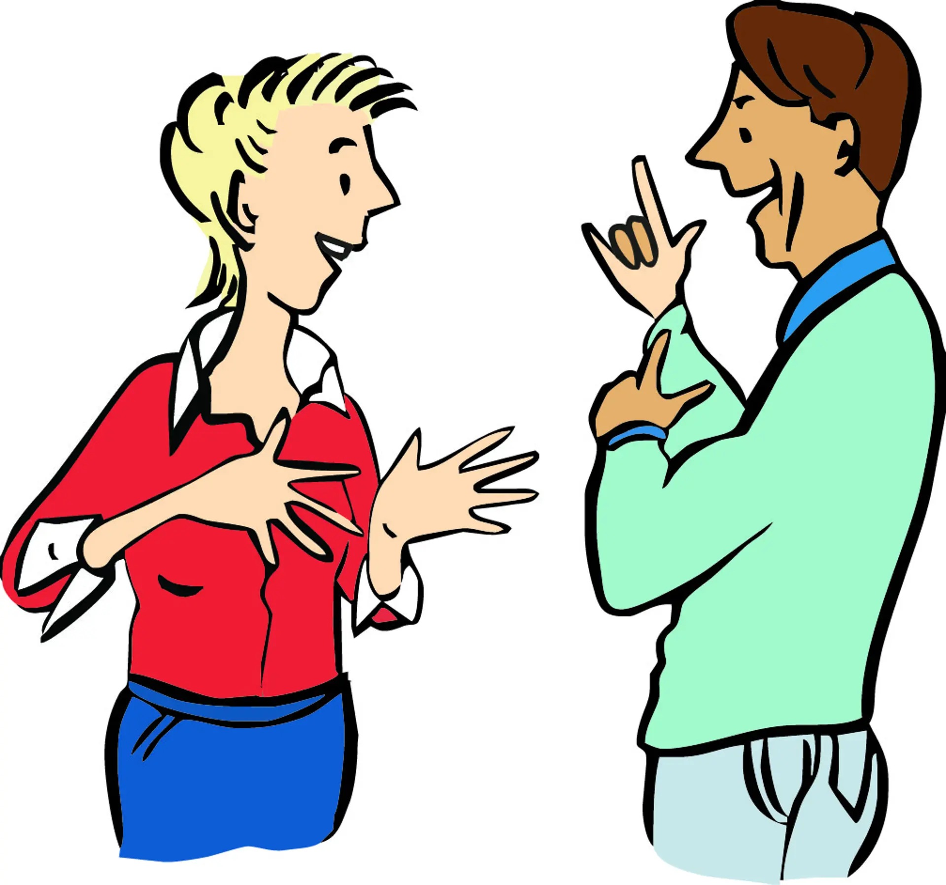 Illustration von zwei Menschen, die gebärden